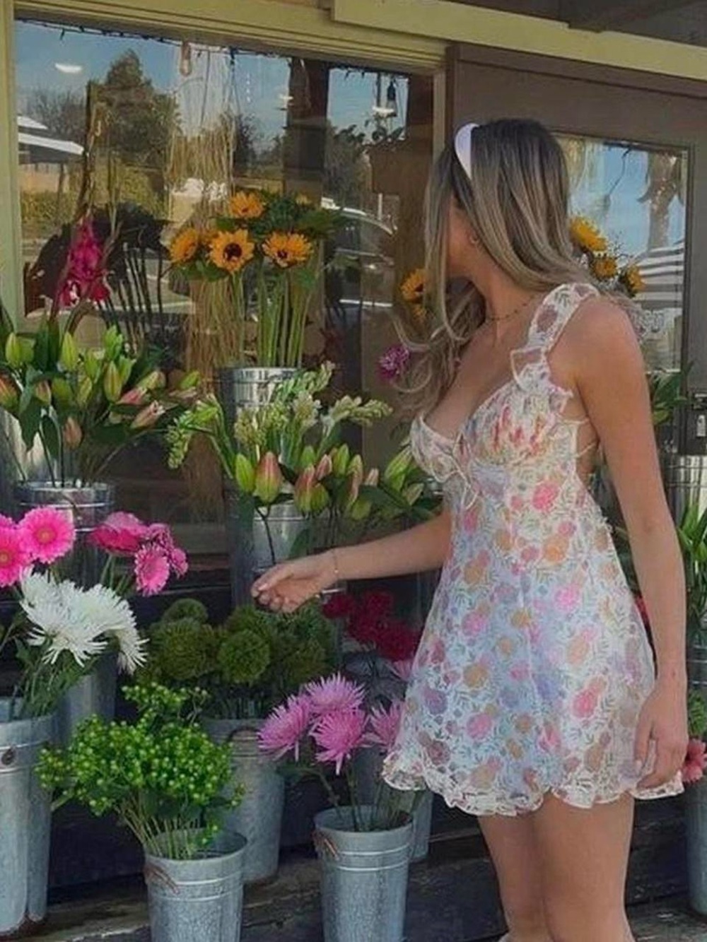 For Love and Lemons Rosie Slip Dress Floral Pastel Size M NWT